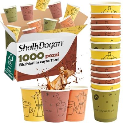 BAKAJI Wegwerp koffiekopjes, inhoud 75 ml, wegwerp-papieren bekers voor hotels, B&B, thuis, ideaal voor feestjes en evenementen, biologisch afbreekbare en milieuvriendelijke bekers (moka) BAKAJI Wegwerp koffiekopjes, inhoud 75 ml, wegwerp-papieren bekers voor hotels, B&B, thuis, ideaal voor feestjes en evenementen, biologisch afbreekbare en milieuvriendelijke bekers (moka)