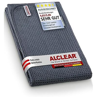 ALCLEAR Autodroogdoek, XXL, wafeldoek, premium microvezeldoek, extra absorberend, 80 x 55 cm, krasvrij drogen voor autopolitoer en na velgenborstel, microvezel droogdoek, grijs ALCLEAR Autodroogdoek, XXL, wafeldoek, premium microvezeldoek, extra absorberend, 80 x 55 cm, krasvrij drogen voor autopolitoer en na velgenborstel, microvezel droogdoek, grijs