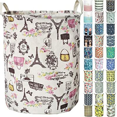 Aouker Merdes Waterdichte opvouwbare wasmand, 30 x 40 cm vuile kleding wasmand, linnen vuilnisbak opbergorganizer voor speelgoedcollectie (Parijs) Aouker Merdes Waterdichte opvouwbare wasmand, 30 x 40 cm vuile kleding wasmand, linnen vuilnisbak opbergorganizer voor speelgoedcollectie (Parijs)