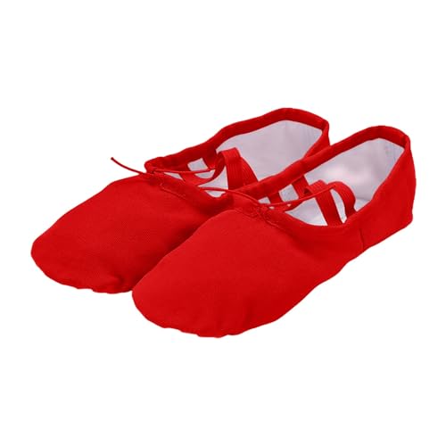 Generic Dansschoenen voor kinderen, trainingsschoenen voor dames, met zachte zool, voor volwassenen, etnische balletschoenen, yoga-schoenen, overgangsschoenen voor dames, rood, 30.5 EU