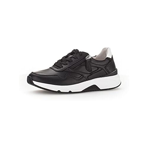 Gabor Lage sneakers voor dames, veterschoenen, plateauzool, straatschoenen, sportschoenen, zwart/wit, maat 44 EU