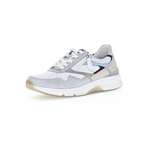 Gabor Low-Top sneakers voor dames, lage schoenen, plateauzool, straatschoenen, sportschoenen, wit/ltgrijs/pino k, 38,5 EU / 5,5 UK