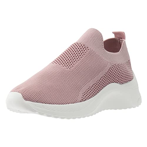 BOTCAM Sportschoenen van kant, voor dames, mesh, loopschoenen, slip-on hardloopschoenen, schoenen voor dames, roze, 37 EU