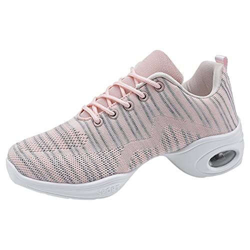 Qixiu Witte sportschoenen voor dames, sneakers, hardloopschoenen, ademend, zachte turnschoenen, hardloopschoenen, gymschoenen, schoenen, dames, hardloopschoenen, sportschoenen, roze, 40 EU