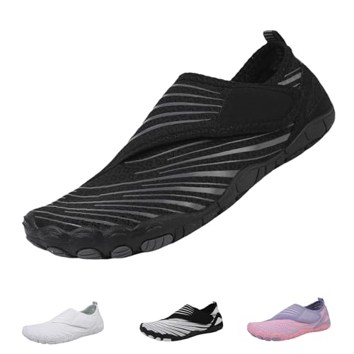 YImoomus Blotevoetenschoenen voor dames, zomer, blotevoetenschoenen voor heren, surfschoenen, waterschoenen, ademend, blote voeten schoenen, antislip fitnessschoenen, zwart, 40 EU