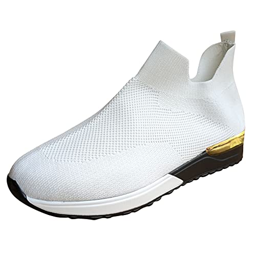 Qixiu Mesh sneakers loopschoenen wit dames mesh sneaker zomerschoenen platte orthopedische schoenen straatloopschoenen lichte schoenen dames loopschoenen gymschoenen, wit, 37 EU