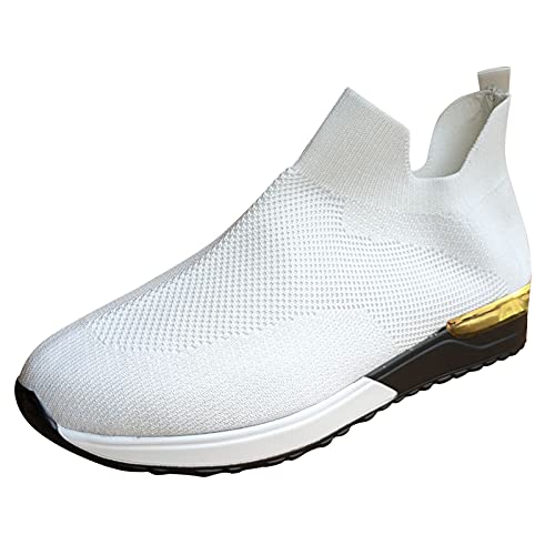 UnoSheng Damesschoenen voorjaar mesh sport fetisj solide schoenen schoenen ademend vrouwen kleur buiten voor vrouwen hoge schoenen dames veters, wit, 42 EU