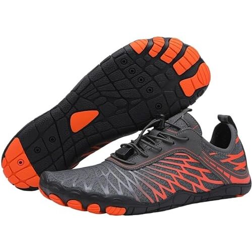 Distrainar Wandelschoenen Barefoot Unisex, Barefoot Vitality Schoenen, Wandelschoenen Barefoot Dames, Barefoot Schoenen Dames Brede Toe Box (Color : Orange, Size : 8)