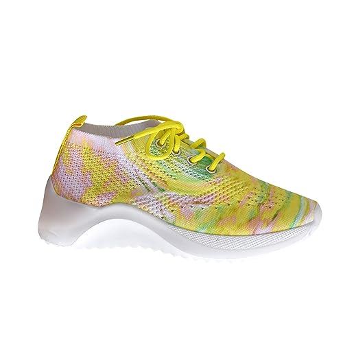 Qixiu Witte sportschoenen dames zwart gym loopschoenen fitness turnschoenen loopschoenen trailloopschoenen outdoor wandelschoenen lichtgewicht, geel, 42 EU