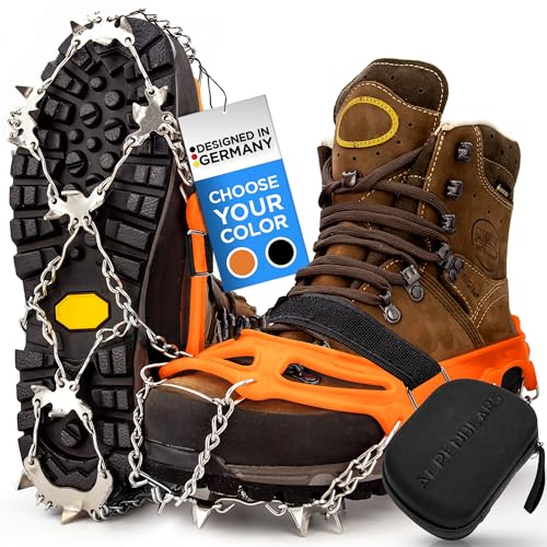 Alpen Bears Premium stijgijzers voor bergschoenen met 19 roestvrijstalen spikes professionele antislip schoenklauwen voor sneeuw en ijs Ijsklauwen voor schoenen schoenkettingen voor wandelen Crampons