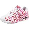 Skechers Uno Spread The Love Sneaker voor dames, Wit W Rood en Roze Hartprint Durabuck M, 37.5 EU