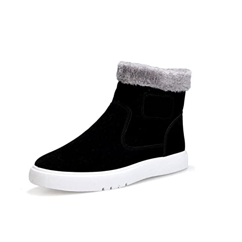 TABKER herenlaarzen Mode Winter Mannen Schoenen Casual Snowboots Winter Mannen Laarzen Leren Laarzen for Heren Warm Winter Sneakers (Color : 3-Black, Size : SIZE 41-EU)