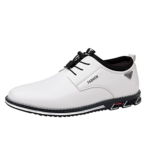 Generic Schoenen Heren Zakelijke Schoenen Heren Schoenen Klassieke Zakelijke Leren Schoenen Mode Retro Casual Solid Color Schoenen Zwart Heren Zakelijke Sneakers, wit, 40 EU