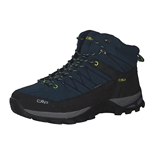 CMP Rigel Mid Trekking Shoe Wp heren Trekking- en wandelschoenen , 08 mf Blue Ink Geel Fluo, 41 EU