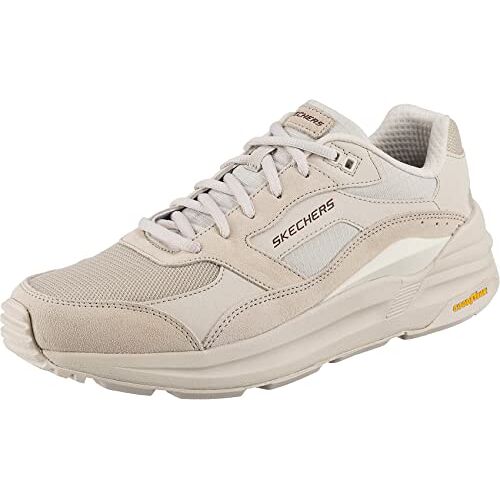 Skechers heren Wereldwijde jogger Sneaker, Gebroken wit lederen PU Mesh Trim, 45 EU