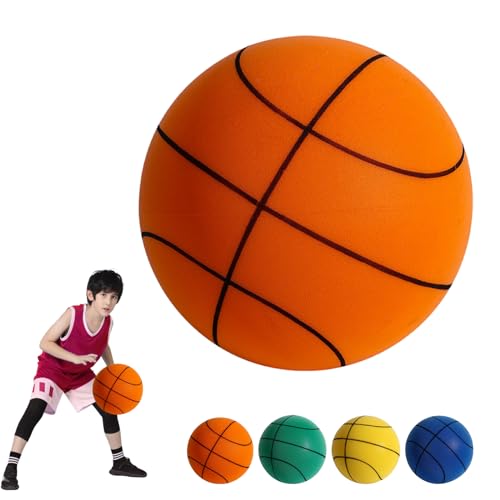 DAUZ Silent Basketball, 2024 New Silent Basketball Dribbling Indoor Quiet Basketball, Silent Foam Basketball Low Noise Training Basketball, High Elasticity Quiet Bounce Basketball (No.3,Orange)