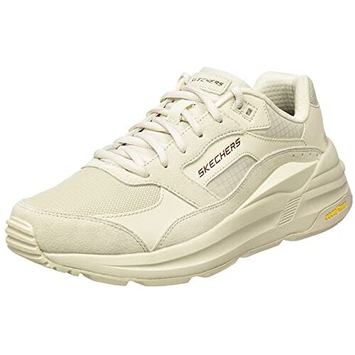 Skechers heren Wereldwijde jogger Sneaker, Gebroken wit lederen PU Mesh Trim, 43 EU