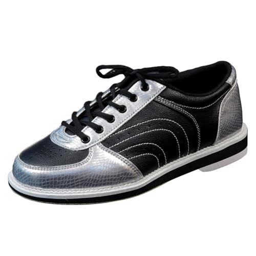 JiuQing Bowlingschoenen Heren Dames Sliding Sole Fashion Bowling Training Sneaker,Zilver,36 EU