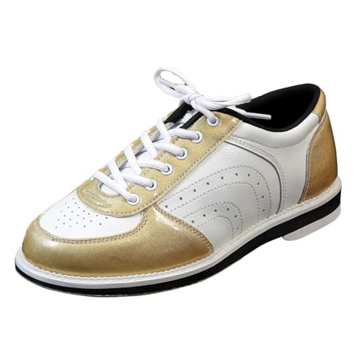 JiuQing Bowlingschoenen Heren Dames Sliding Sole Fashion Bowling Training Sneaker,Goud,44 EU