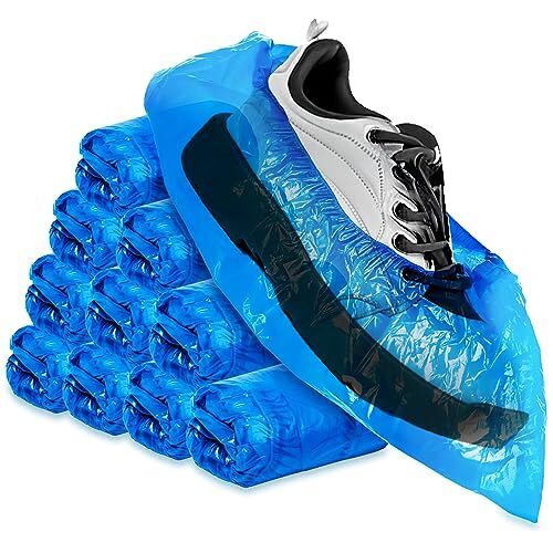 com-four ® 100x hoogwaardige wegwerp overschoenen 5 g per overschoen plastic overschoenen wegwerp schoen waterdicht overschoenen in één maat