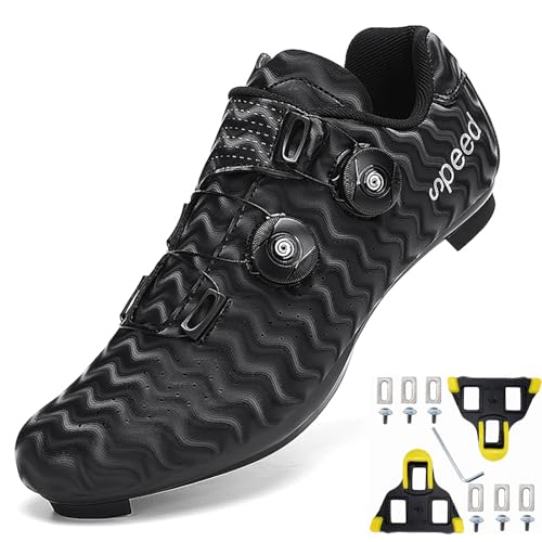 NGARY Unisex fietsschoenen compatibel met peloton peloton look spd spd-sl delta cleats road fietsen fietsen fietsschoenen voor mannen vrouwen binnen fietsen fietsen fietsen,zwart,47 EU