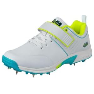 Gunn & Moore GM Spike Cricket Schoenen Premium Ademend Microvezel PU Bovenwerk 2-Tone TPU Buitenzool Met Gegoten Puistjes Verkrijgbaar in de maten EU 34-42 en EU 44-43, Wit Fluro Geel Blauw, Gunn & Moore GM Spike Cricket Schoenen Premium Ademend Microvezel PU Bovenwerk 2-Tone TPU Buitenzool Met Gegoten Puistjes Verkrijgbaar in de maten EU 34-42 en EU 44-43, Wit Fluro Geel Blauw,