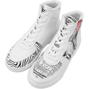 DOGO Dames veganistisch leer wit hoge sneakers Edvard Munch The Scream Muse motief, Meerkleurig, 37 EU DOGO Dames veganistisch leer wit hoge sneakers Edvard Munch The Scream Muse motief, Meerkleurig, 37 EU