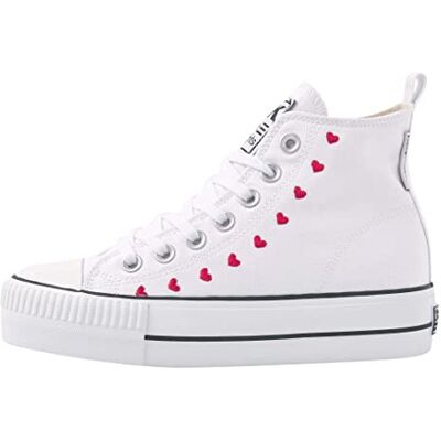 British Knights Kaya Mid Sneakers voor dames, Witte hartjes, 40 EU British Knights Kaya Mid Sneakers voor dames, Witte hartjes, 40 EU