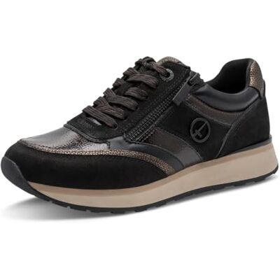Tamaris Dames Sneaker Low Plat, Zwart (Black Comb), 39 Tamaris Dames Sneaker Low Plat, Zwart (Black Comb), 39