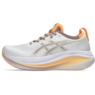 ASICS Gel-Nimbus 27 hardloopschoen voor dames, Wit/Fawn, 42.5 EU ASICS Gel-Nimbus 27 hardloopschoen voor dames, Wit/Fawn, 42.5 EU
