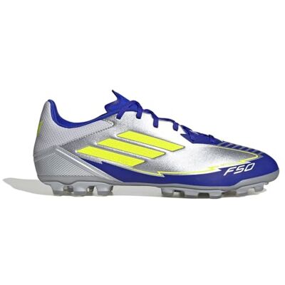 adidas Uniseks-Volwassen F50 LEAGUE Football boots Artificial Ground, silver met./solar yellow/lucid blue, 38 EU adidas Uniseks-Volwassen F50 LEAGUE Football boots Artificial Ground, silver met./solar yellow/lucid blue, 38 EU