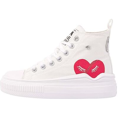 British Knights Kaya Flow MID High Top Sneakers voor dames, Crèmewit rood hart, 39 EU British Knights Kaya Flow MID High Top Sneakers voor dames, Crèmewit rood hart, 39 EU