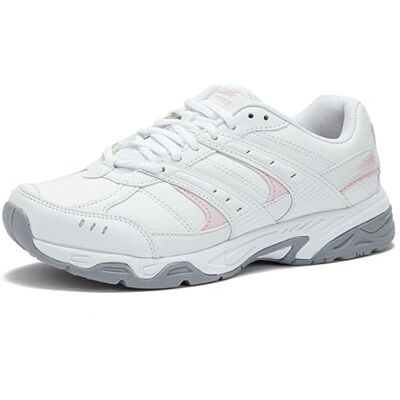 Avia Avi-Verge damessneakers, work-out, wandelen, atletisch, crosstraining, tennis, gymschoenen voor dames, Helder Wit/ Roze/Zilver/Staal Grijs, 8 US Avia Avi-Verge damessneakers, work-out, wandelen, atletisch, crosstraining, tennis, gymschoenen voor dames, Helder Wit/ Roze/Zilver/Staal Grijs, 8 US