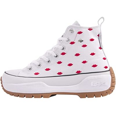 British Knights Kaya MID Fly High Top Sneakers voor dames, Witte rode lippen, 41 EU British Knights Kaya MID Fly High Top Sneakers voor dames, Witte rode lippen, 41 EU