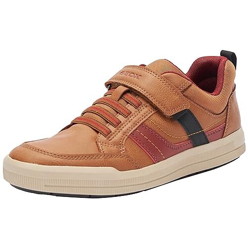 Geox J Arzach Boy A Sneaker, cognac/zwart, 32 EU, Cognac Black, 32 EU