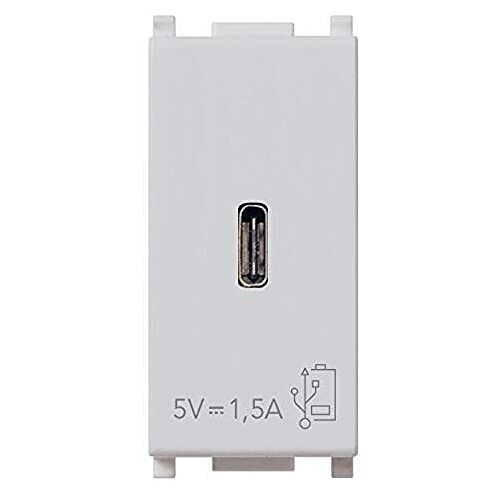 VIMAR 14292.C.SL Plana USB-voeding voor elektronische apparaten, 5 V, 1,5 A, 1 USB-uitgang, voeding 120-240 V~ 50/60 Hz, zilver