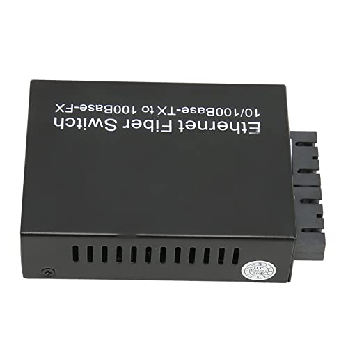 BROLEO Ethernet-mediaconverter, RJ45-poort 100 Mbps Glasvezelmediaconverter Tx1310nm SC 100‑240 V Tot 25 Km (EU-stekker)