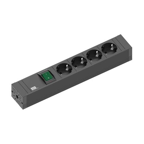 Bachmann 420.0012 Contactdoos CONNECT LINE 4xgeaarde contactdoos met schakelaar, kabel 2,0 m, zwart