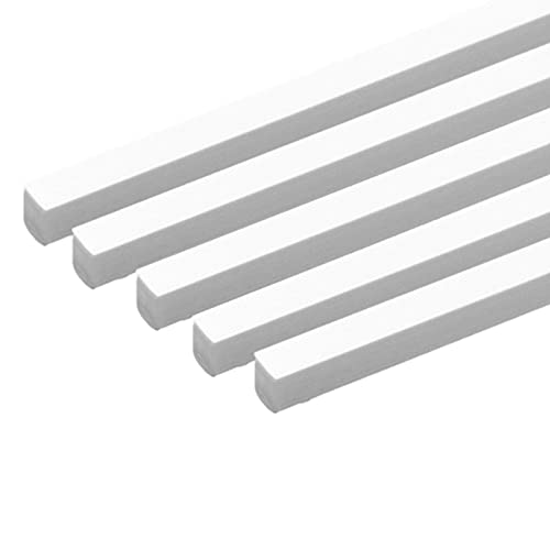 SHOUCAN 5 Stks ABS Vaste Vierkante Bar Plastic Staaf Witte Lengte 500Mm Geschikt Voor Architectonisch Model, Zijlengte 1,5-5Mm,5×5×500mm (5pcs)