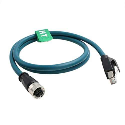 HangTon Ethernet-Kabel M12 X Code 8 Positie Vrouwelijk naar RJ45 Cat-6a voor Industriële Actuator Sensor Profibus Netwerkautomatisering Toepassing 1m