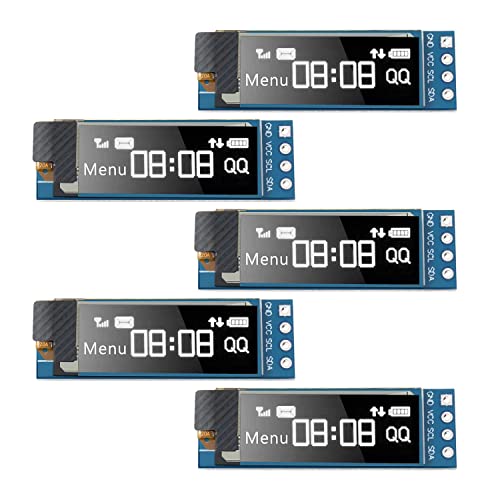 TsoLay 5 stuks I2C beeldschermmodule 0,91 I2C OLED-beeldschermmodule I2C OLED-beeldscherm-driver DC 3,3 V-5 V (wit licht)