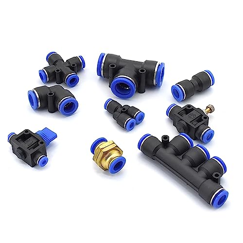 OZGZQ Pneumatische connector Pijpconnector Air Quick Push In Connector 4 mm 6 mm 8 mm 10 mm 12 mm PU PY PK PV PE PZA PM HVFF Slangconnector (Color : SA, Size : 6MM_5 PCS)