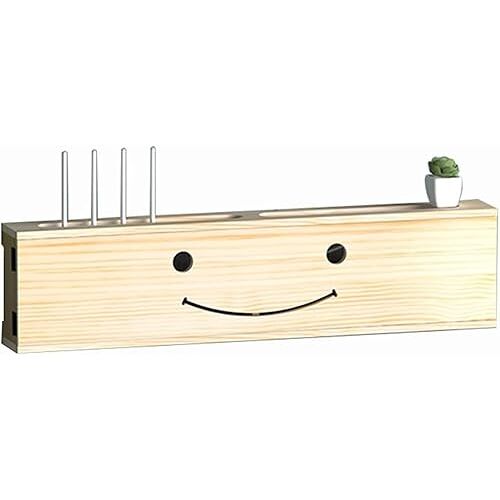 KEuLen Wifi Router Opbergdoos, Router Plank, Router Opbergdoos Woonkamer Set Top Box Router Fenches Router Organizer Wandplank (Kleur: Nutural-B, Maat: 82,5 x 20 x 10 cm)