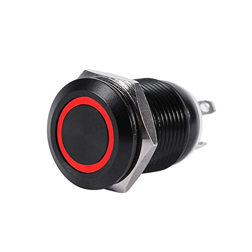 Keenso LED Knop Schakelaar, Auto 12 V 2A 12 mm LED Licht Momentary Drukknop Schakelaar Aan/Uit Klink Knop Schakelaar (Rood) Automotive schakelaars