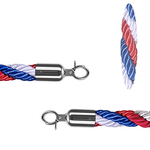 ZLWEI Touwbarrières, 30 mm dikke kleurrijke menigtecontrole-touwbarrières, gevlochten ingangsstang wachtrijlijnbarrière, twist-touw for VIP-evenementen/bar/restaurants/goud (Color : Silver)