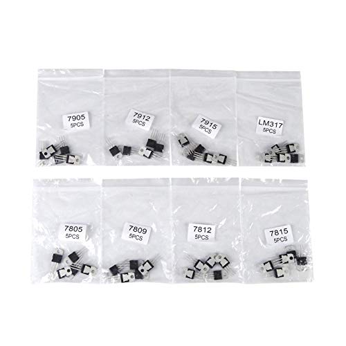 CCYLEZ 40 stuks transistorassortiment LM317 tot 220, 8 soorten transistorsoorten: 7805 7809 7812 7815 7905 7912 7915, JFET-transistors voor elektronisch schakelen