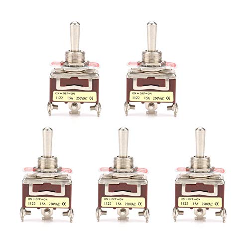 Lecxin AAN-UIT-AAN 3-pins 3PDT-tuimelschakelaar, 3-standen 3-polige AAN-UIT-AAN-tuimelschakelaar 3-pins 12 mm 15A 250VAC-schakelaar 3-standen 3-standen tuimelschakelaar