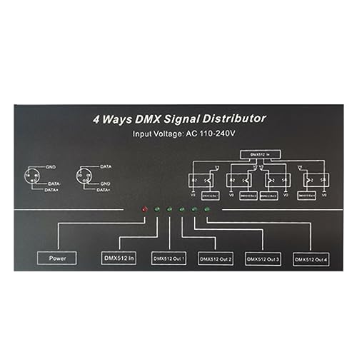 Mkcavne AC100V-240 V ingang DMX512 1 tot 4 Hub DMX signaalversterker DMX512 signaalverdeler 4 uitgang XLR-3 stroomversterker EU-stekker