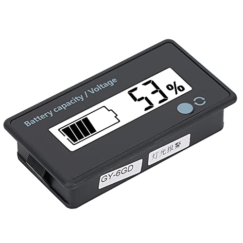 Elprico Batterijcapaciteitsweergave, LCD Batterijcapaciteitsmeter Meterprintplaat HTN Batterijcapaciteitsmonitor-indicator Lcd-scherm met Knipperend Alarm 12-84V (Wit Licht)