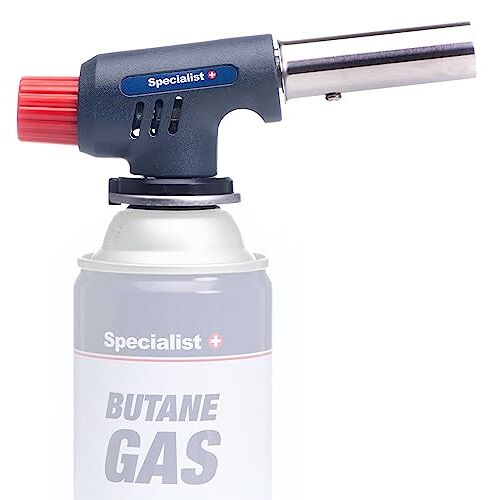 Specialist+ Basic Butaan gasbrander, vlambrander met automatische ontsteking, vlamregelaar, brandtemperatuur tot 1300 °C, vermogen 1,3 kW, geschikt als soldeerbrander, keukenbrander, crème brlee-brander